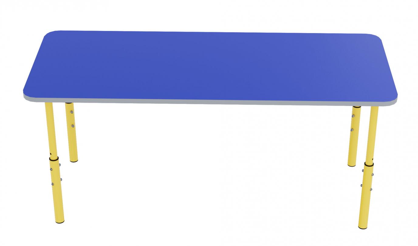 Стіл дитячий прямокутний, ростові групи № 1-3, на круглій металевій трубі, для розміщення в дитячих садочках, АЛМАНТ, 1200х500х460-580 мм.